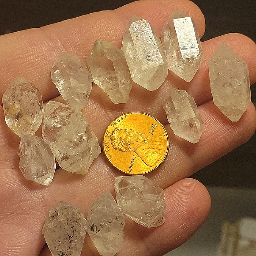 12pcs. LOT 155ctw Herkimer Diamond Crystal DT AAA Quality Medium Sized Crystals